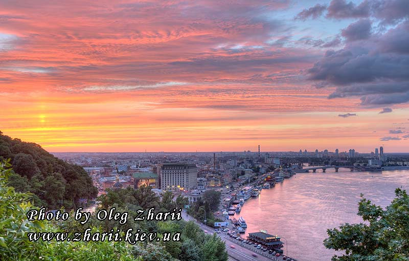 Киев, закат на Днепре
