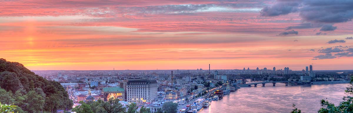 Киев, закат на Днепре