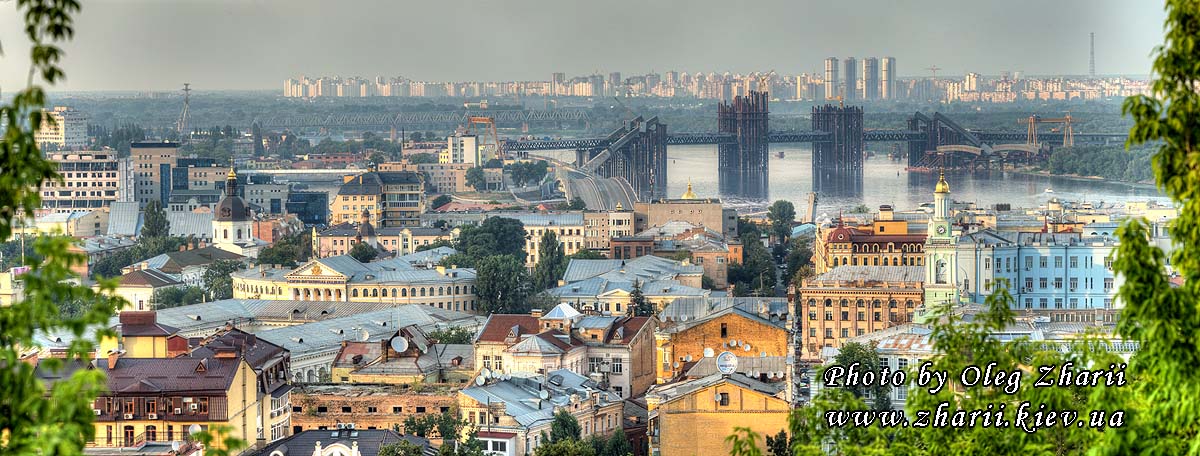 Kyiv, Panorama of Podil from Zamkovyi Hill