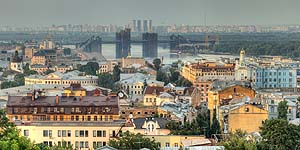 [ru]Киев, панорама Подола с Замковой горы[en]Kyiv, Panorama of Podil from Zamkovyi Hill